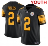 Youth Pittsburgh Steelers #2 Justin Fields Black Color Rush Limited Football Stitched Jersey
