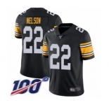 Youth Pittsburgh Steelers #22 Steven Nelson Black Alternate Vapor Untouchable Limited Player 100th Season Football Jersey