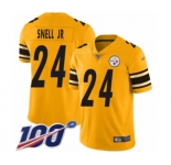 Youth Pittsburgh Steelers #24 Benny Snell Jr. Limited Gold Inverted Legend 100th Season Football Jersey