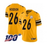 Youth Pittsburgh Steelers #26 Rod Woodson Limited Gold Inverted Legend 100th Season Football Jersey