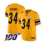 Youth Pittsburgh Steelers #34 Terrell Edmunds Limited Gold Inverted Legend 100th Season Football Jersey