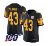 Youth Pittsburgh Steelers #43 Troy Polamalu Limited Black Rush Vapor Untouchable 100th Season Football Jersey