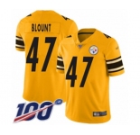Youth Pittsburgh Steelers #47 Mel Blount Limited Gold Inverted Legend 100th Season Football Jersey