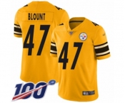 Youth Pittsburgh Steelers #47 Mel Blount Limited Gold Inverted Legend 100th Season Football Jersey