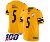 Youth Pittsburgh Steelers #5 Joshua Dobbs Limited Gold Inverted Legend 100th Season Football Jersey