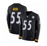 Youth Pittsburgh Steelers #55 Devin Bush Limited Black Therma Long Sleeve Football Jersey