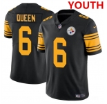 Youth Pittsburgh Steelers #6 Patrick Queen Black Color Rush Limited Football Stitched Jersey