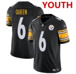 Youth Pittsburgh Steelers #6 Patrick Queen Black Vapor Untouchable Limited Football Stitched Jersey