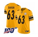 Youth Pittsburgh Steelers #63 Dermontti Dawson Limited Gold Inverted Legend 100th Season Football Jersey