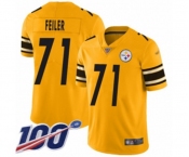 Youth Pittsburgh Steelers #71 Matt Feiler Limited Gold Inverted Legend 100th Season Football Jersey