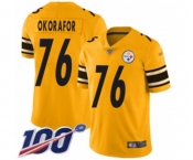 Youth Pittsburgh Steelers #76 Chukwuma Okorafor Limited Gold Inverted Legend 100th Season Football Jersey