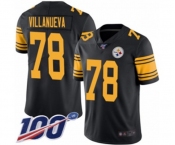 Youth Pittsburgh Steelers #78 Alejandro Villanueva Limited Black Rush Vapor Untouchable 100th Season Football Jersey