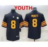 Youth Pittsburgh Steelers #8 Kenny Pickett Black Color Rush Stitched NFL Nike Limited Jersey