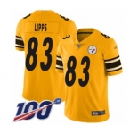 Youth Pittsburgh Steelers #83 Louis Lipps Limited Gold Inverted Legend 100th Season Football Jersey
