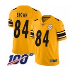 Youth Pittsburgh Steelers #84 Antonio Brown Limited Gold Inverted Legend 100th Season Football Jersey