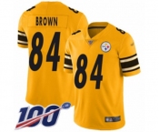 Youth Pittsburgh Steelers #84 Antonio Brown Limited Gold Inverted Legend 100th Season Football Jersey