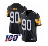 Youth Pittsburgh Steelers #90 T. J. Watt Black Alternate Vapor Untouchable Limited Player 100th Season Football Jersey