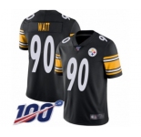 Youth Pittsburgh Steelers #90 T. J. Watt Black Team Color Vapor Untouchable Limited Player 100th Season Football Jersey