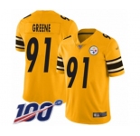 Youth Pittsburgh Steelers #91 Kevin Greene Limited Gold Inverted Legend 100th Season Football Jersey