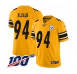 Youth Pittsburgh Steelers #94 Tyson Alualu Limited Gold Inverted Legend 100th Season Football Jersey