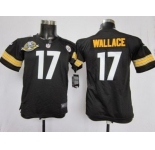 nike youth nfl jerseys pittsburgh steelers #17 wallace black[80 anniversary patch]