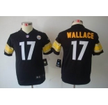 nike youth nfl jerseys pittsburgh steelers #17 wallace black[nike limited]