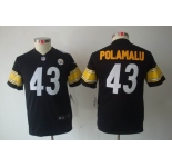 nike youth nfl jerseys pittsburgh steelers #43 polamalu black[nike limited]
