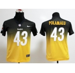 nike youth nfl jerseys pittsburgh steelers #43 troy polamalu black-gold[nike drift fashion][second version]