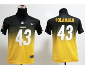 nike youth nfl jerseys pittsburgh steelers #43 troy polamalu black-gold[nike drift fashion][second version]