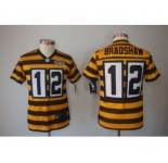 nike youth pittsburgh steelers #12 bradshaw throwback yellow-black[nike limited team 80 anniversary]