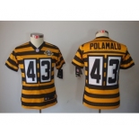 nike youth pittsburgh steelers #43 polamalu yellow-black[nike limited team 80 anniversary]
