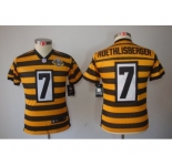 nike youth pittsburgh steelers #7 roethlisberger throwback yellow-black[nike limited team 80 anniversary]