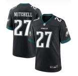 Men's Philadelphia Eagles #27 Quinyon Mitchell Nike Midnight Black Game Football Jersey