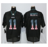 Men Nike Philadelphia Eagles #11 Carson Wentz USA Flag Fashion Black Elite Jerseys