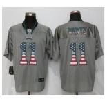 Men Nike Philadelphia Eagles #11 Carson Wentz USA Flag Fashion Gray Elite Jerseys
