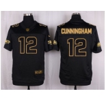 Nike Philadelphia Eagles #12 Randall Cunningham Black Pro Line Gold Collection Jersey[Elite]