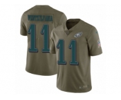 Men Nike Philadelphia Eagles #11 Carson Wentz Limited Olive 2017 Salute to Service Wentzylvania NFL Jersey