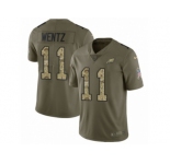 Men Nike Philadelphia Eagles #11 Carson Wentz Limited Olive Camo 2017 Salute to Service NFL Jersey