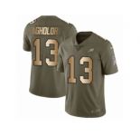 Men Nike Philadelphia Eagles #13 Nelson Agholor Limited Olive Gold 2017 Salute to Service NFL Jersey