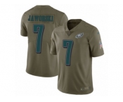 Men Nike Philadelphia Eagles #7 Ron Jaworski Limited Olive 2017 Salute to Service NFL Jersey