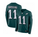 Men's Nike Philadelphia Eagles #11 Carson Wentz Limited Green Therma Long Sleeve Wentzylvania NFL Jersey