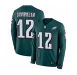 Men's Nike Philadelphia Eagles #12 Randall Cunningham Limited Green Therma Long Sleeve NFL Jersey