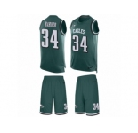 Men's Nike Philadelphia Eagles #34 Kenjon Barner Limited Midnight Green Tank Top Suit NFL Jersey
