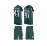 Men's Nike Philadelphia Eagles #47 Trey Burton Limited Midnight Green Tank Top Suit NFL Jersey