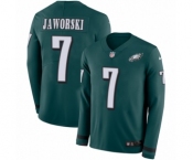 Men's Nike Philadelphia Eagles #7 Ron Jaworski Limited Green Therma Long Sleeve NFL Jersey