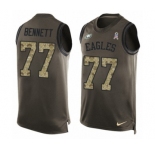 Men's Nike Philadelphia Eagles #77 Michael Bennett Limited Green Salute to Service Tank Top NFL Jersey