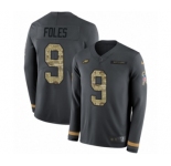 Men's Nike Philadelphia Eagles #9 Nick Foles Limited Black Salute to Service Therma Long Sleeve NFL Jersey
