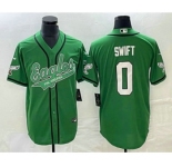 Men's Philadelphia Eagles #0 DAndre Swift Green Cool Base Stitched Baseball Jersey