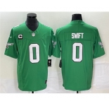 Men's Philadelphia Eagles #0 D’andre Swift Green 2023 F.U.S.E. With C Patch Vapor Untouchable Stitched Football Jersey