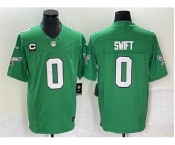 Men's Philadelphia Eagles #0 D’andre Swift Green 2023 F.U.S.E. With C Patch Vapor Untouchable Stitched Football Jersey